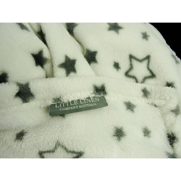 Little Linen Company Australia White Gray Star Fleece Blanket 30x40in - Picture 3 of 5